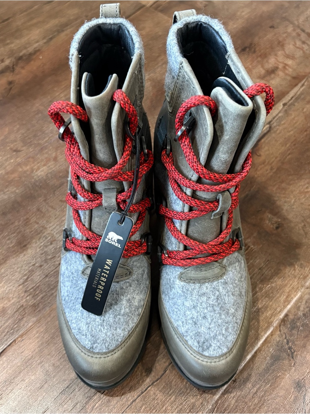 Sorel Blake Lace-Up Waterproof Boots Women US 7 Gray Felt Leather NWT - Picture 2 of 10